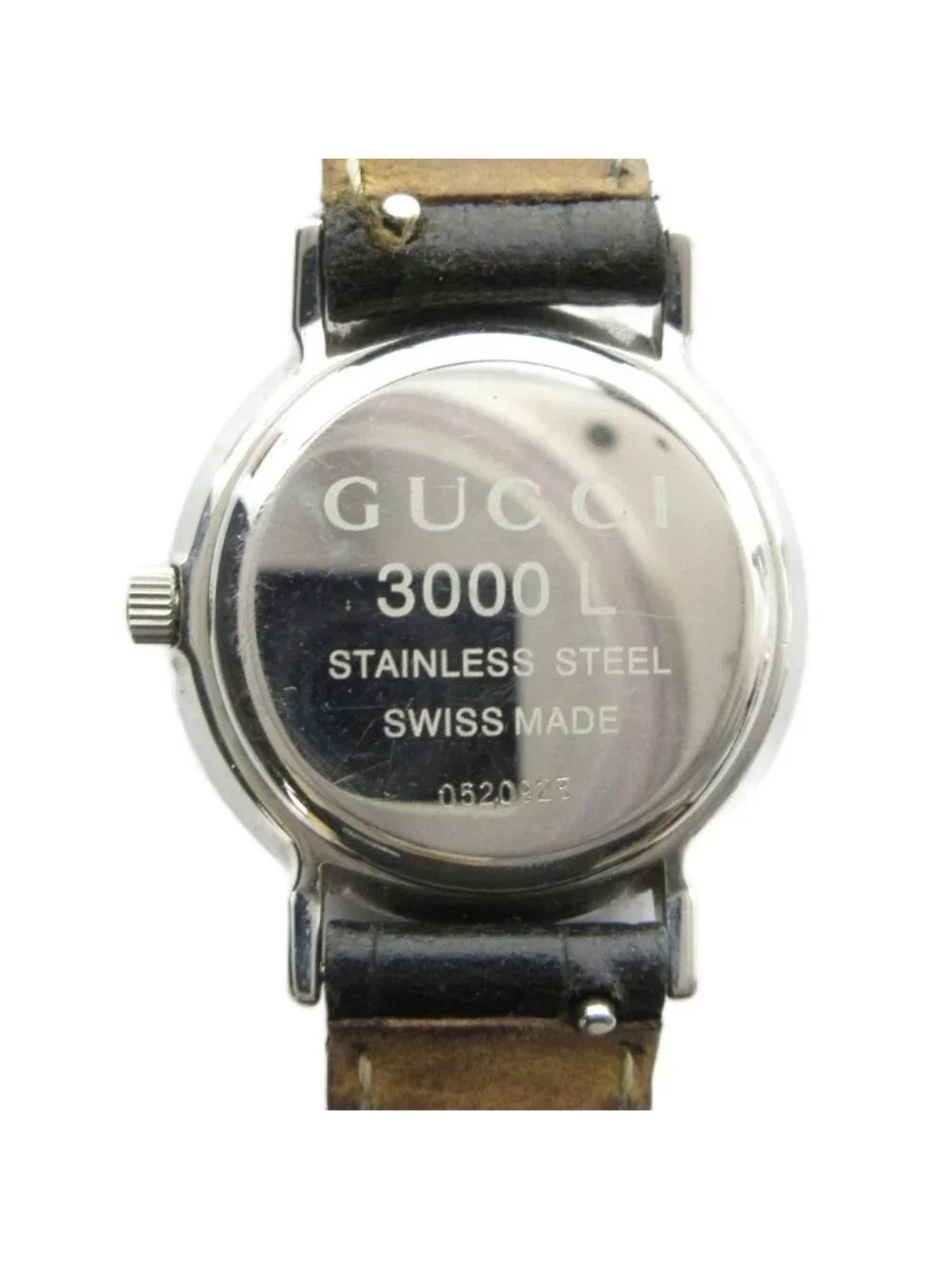 Gucci Watch Quartz Leather Black Dial Silver